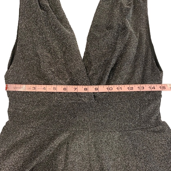 Fraiche Deep V Neck Sleeveless Shimmer Cocktail Party Swing Dress Women's Large - Picture 6 of 14